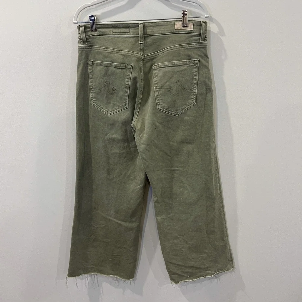 Adriano Goldschmied AG Saige Wide-Leg Crop Jeans Dusty Sage Green Sz 30 - Picture 3 of 8